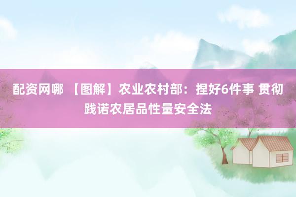 配资网哪 【图解】农业农村部：捏好6件事 贯彻践诺农居品性量安全法