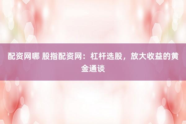 配资网哪 股指配资网:杠杆选股,放大收益的黄金通谈