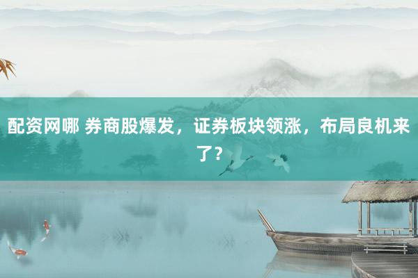 配资网哪 券商股爆发，证券板块领涨，布局良机来了？